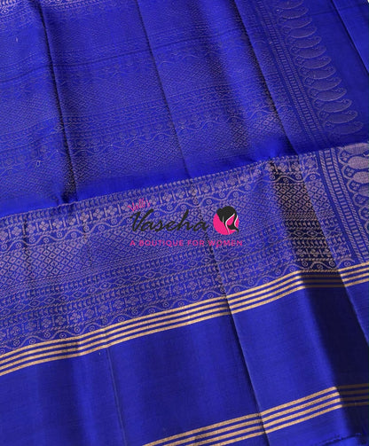 Pure Soft Silk Saree - Brown & Blue Shade - VVPSS116