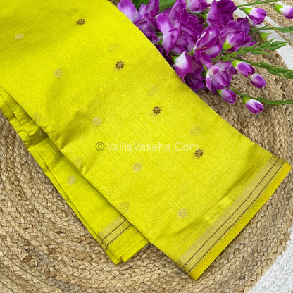 Semi Tussar Silk Saree - Lemon Yellow shade - VVSTS011