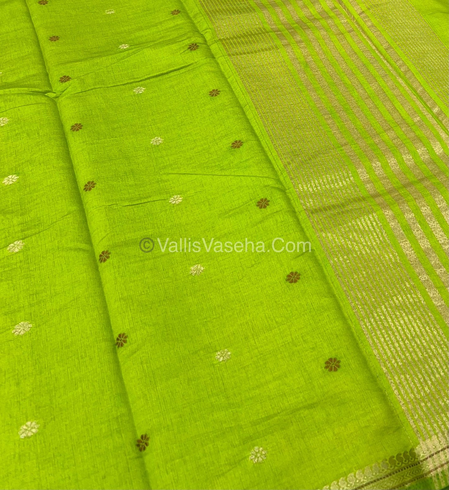 Semi Tussar Silk Saree - Lemon Green shade - VVSTS011