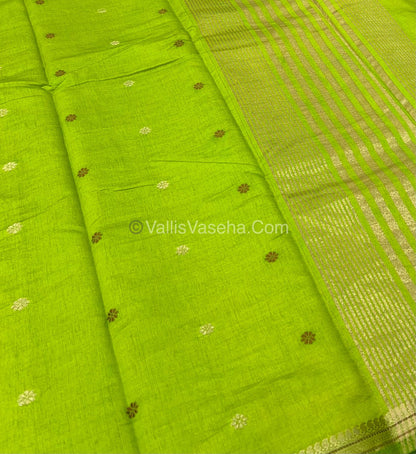 Semi Tussar Silk Saree - Lemon Green shade - VVSTS011