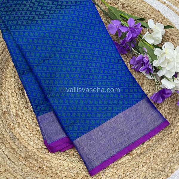 Banarasi - Kora Tanchoi - Diagonal Small Butta -  Semi Soft Silk Saree - VVKTS001