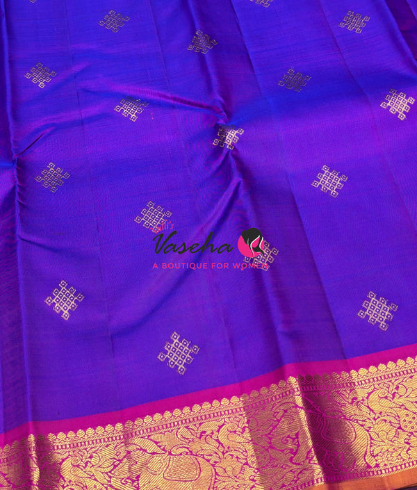 Pure Kanchipuram Silk Saree - Purple & Pink Combo - VVPS025