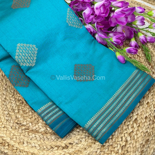 Semi Tussar Silk Saree - Ramar blue shade - VVSTS016