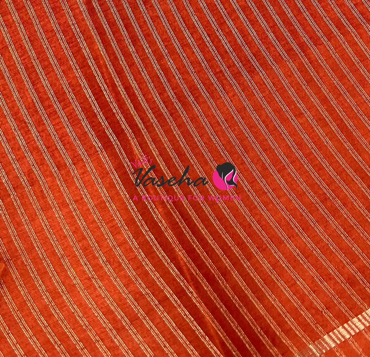 Semi Matka Tussar Silk Saree | Double Blouse | Rust Shade |VVSTS052