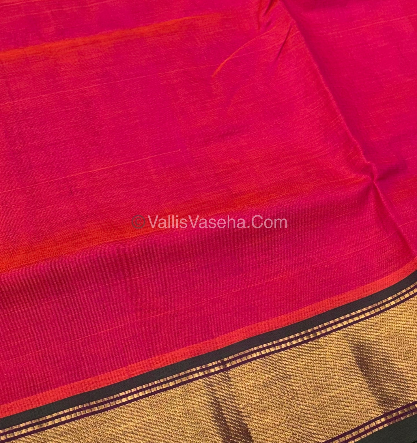 Pure Silk Cotton Sarees - Pink & Green Shade - VVPSC008