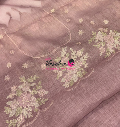 Linen Tissue Saree - Onion Pink Shade - VVLTS004