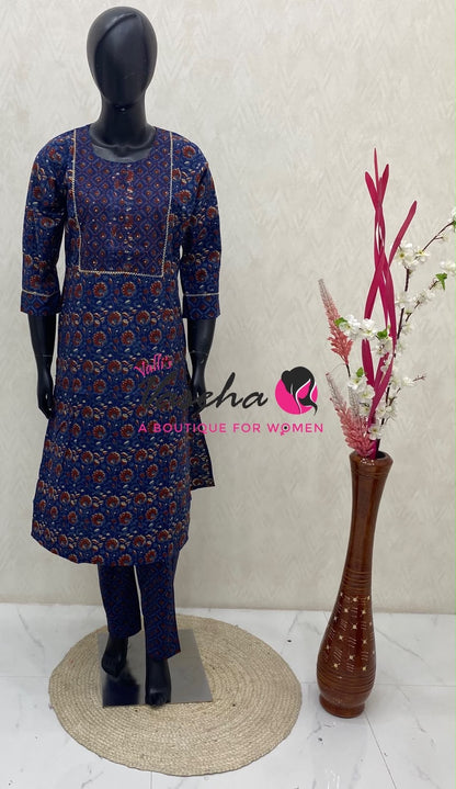 Top & Bottom(2pc) Co-Ord Set - Cotton - VVCS015