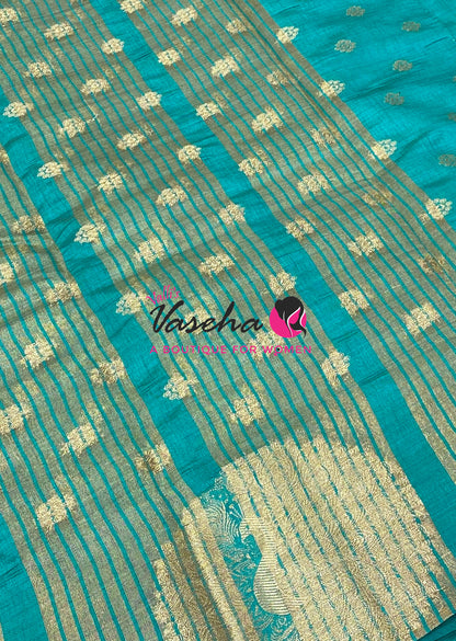 Semi Tussar Silk Saree | Blue Shade |VVSTS056