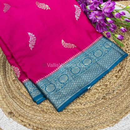 Premium Viscose Saree - Pink & Blue Shade - VVPV001