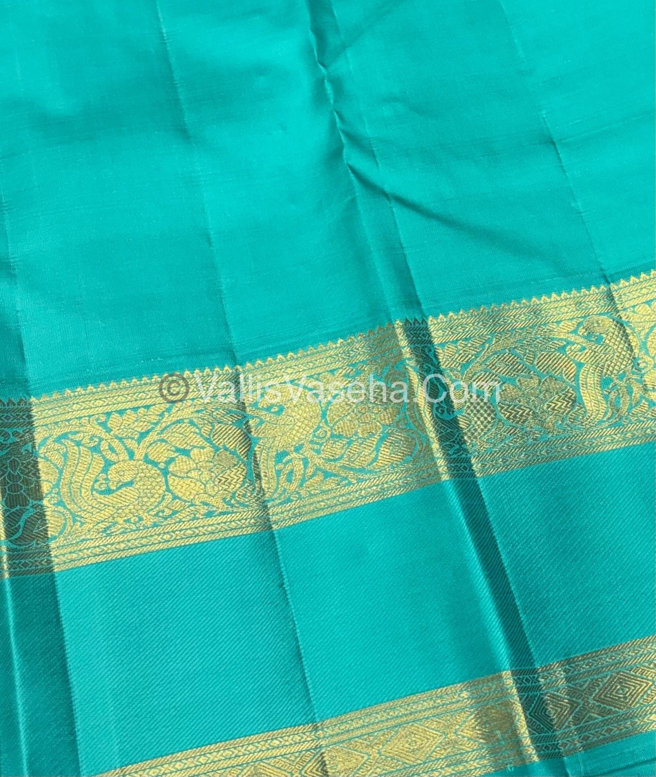 Pure Vintage Korvai Kanchipuram Silk Saree - Brown & Blue Combo - VVPS034
