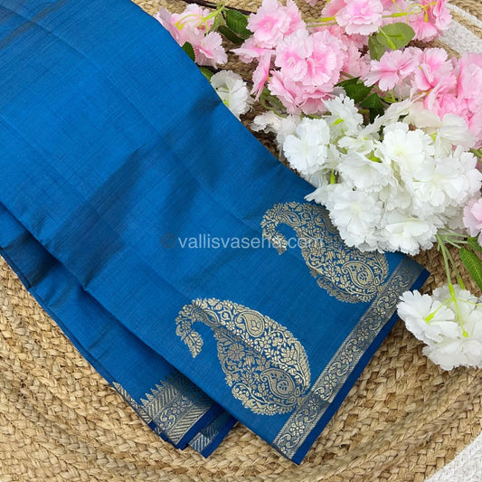 Semi Tussar Silk - Small Mango - Blue Shade - VVSTS002
