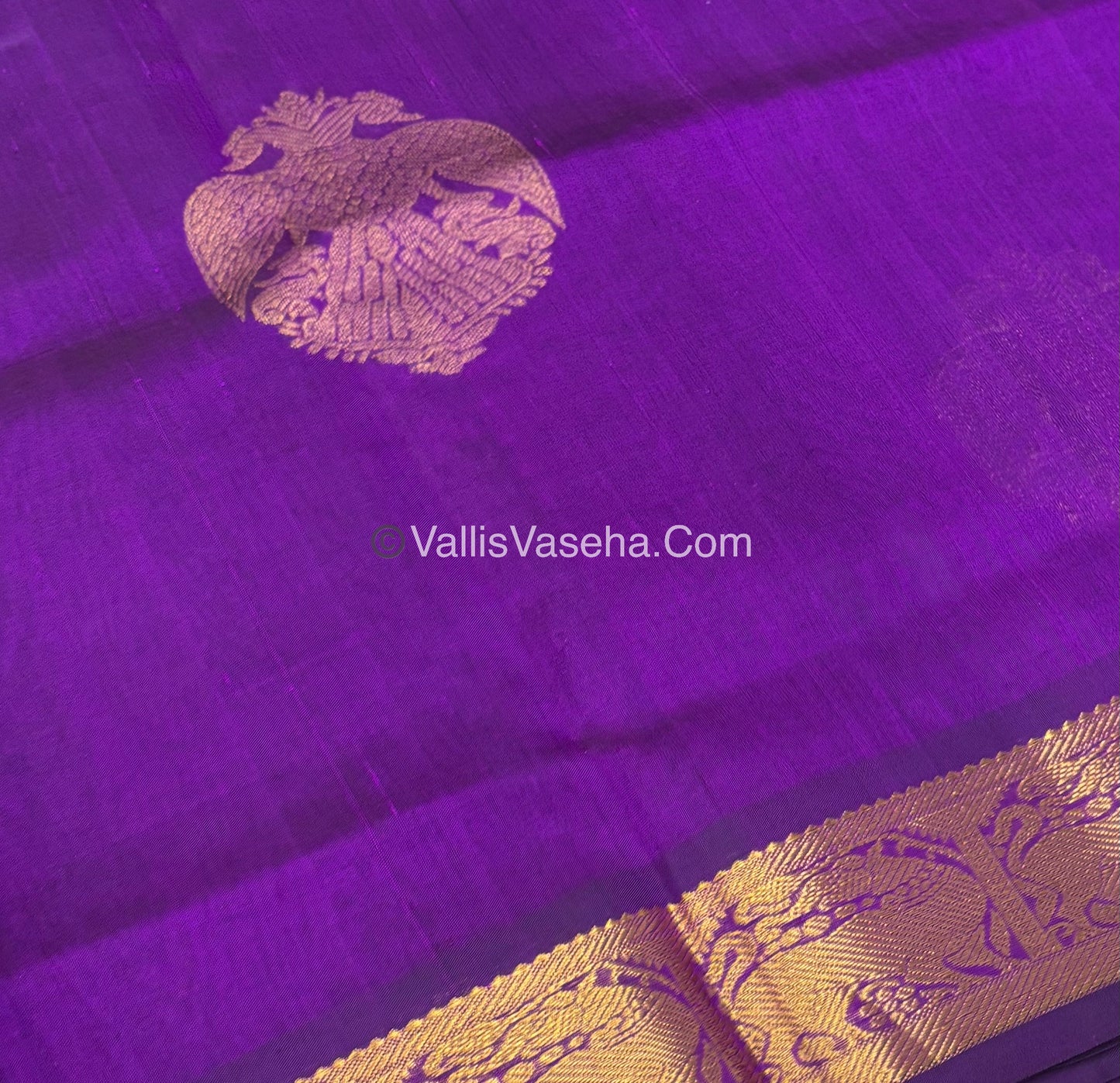Pure Silk Cotton Sarees - Purple With Sea Blue Shade - VVPSC009