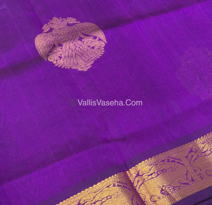 Pure Silk Cotton Sarees - Purple With Sea Blue Shade - VVPSC009
