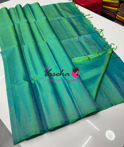 Pure Soft Silk Saree - Dual Tone Green Shade - VVPSS061