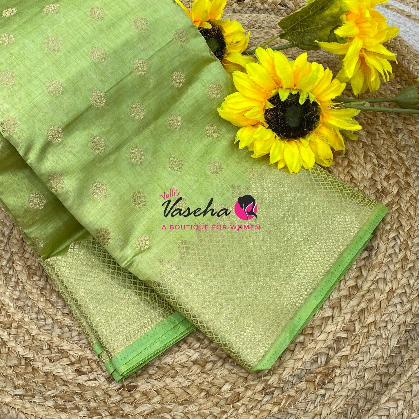 Semi Tussar Silk Saree | Pista Green Shade |VVSTS057