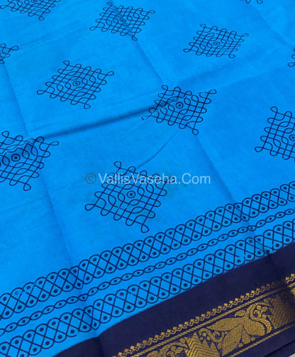 Sungudi Cotton Saree  - Kolam Print  - VVSKP001