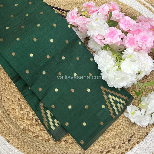 Cherry Tussar - Semi Tussar Silk - Dark Green Shade - VVSTS009