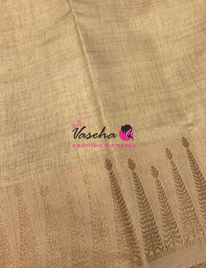 Semi Tussar Silk Saree | Cream Shade |VVSTS050