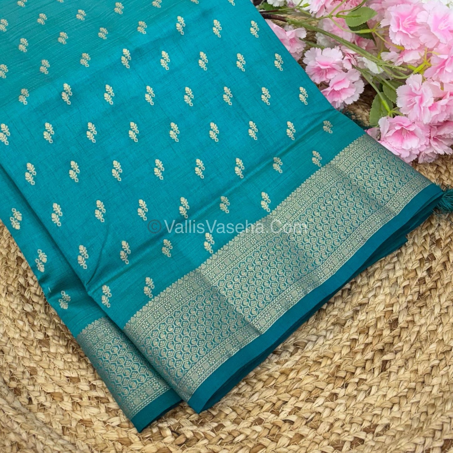 Semi Tussar Silk - Grand Pallu  - Ramar Blue Shade - VVSTS021