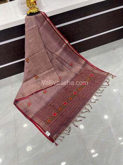 French Knot - Tissue Saree - Onion Pink Shade - VVLFN001