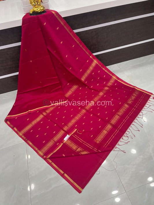 Pure Maheshwari Silk Cotton Saree - Pink Color - VVMSC002