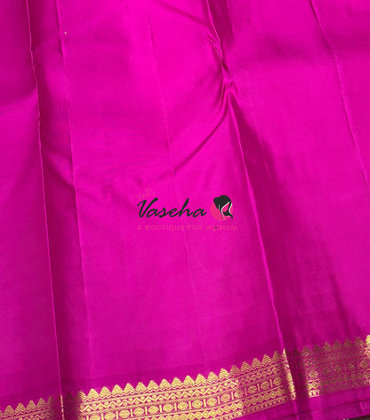 Pure Kanchipuram Silk Saree - Peach  with Pink - VVPS031
