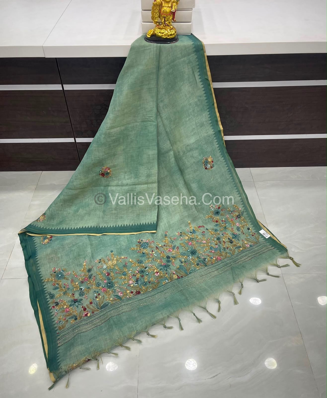 French Knot - Tissue Saree - Blue Shade - VVLFN013