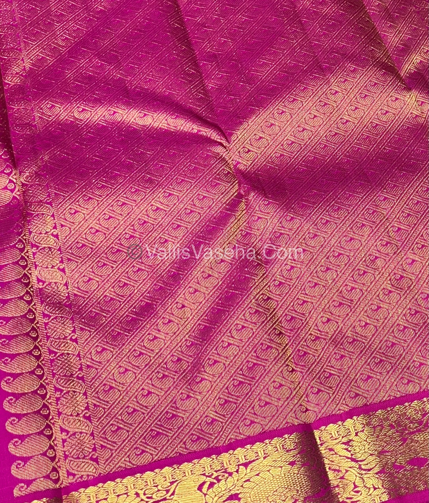 Pure Kanchipuram Silk Saree - Peachish Orange With Pink Shade  - VVPS022