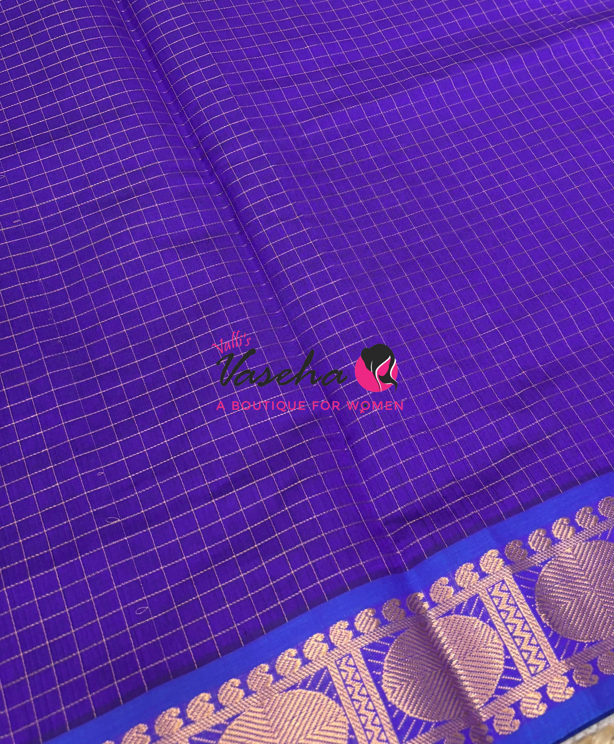 Semi Silk Cotton Saree - Checks Pattern - VVSSC019