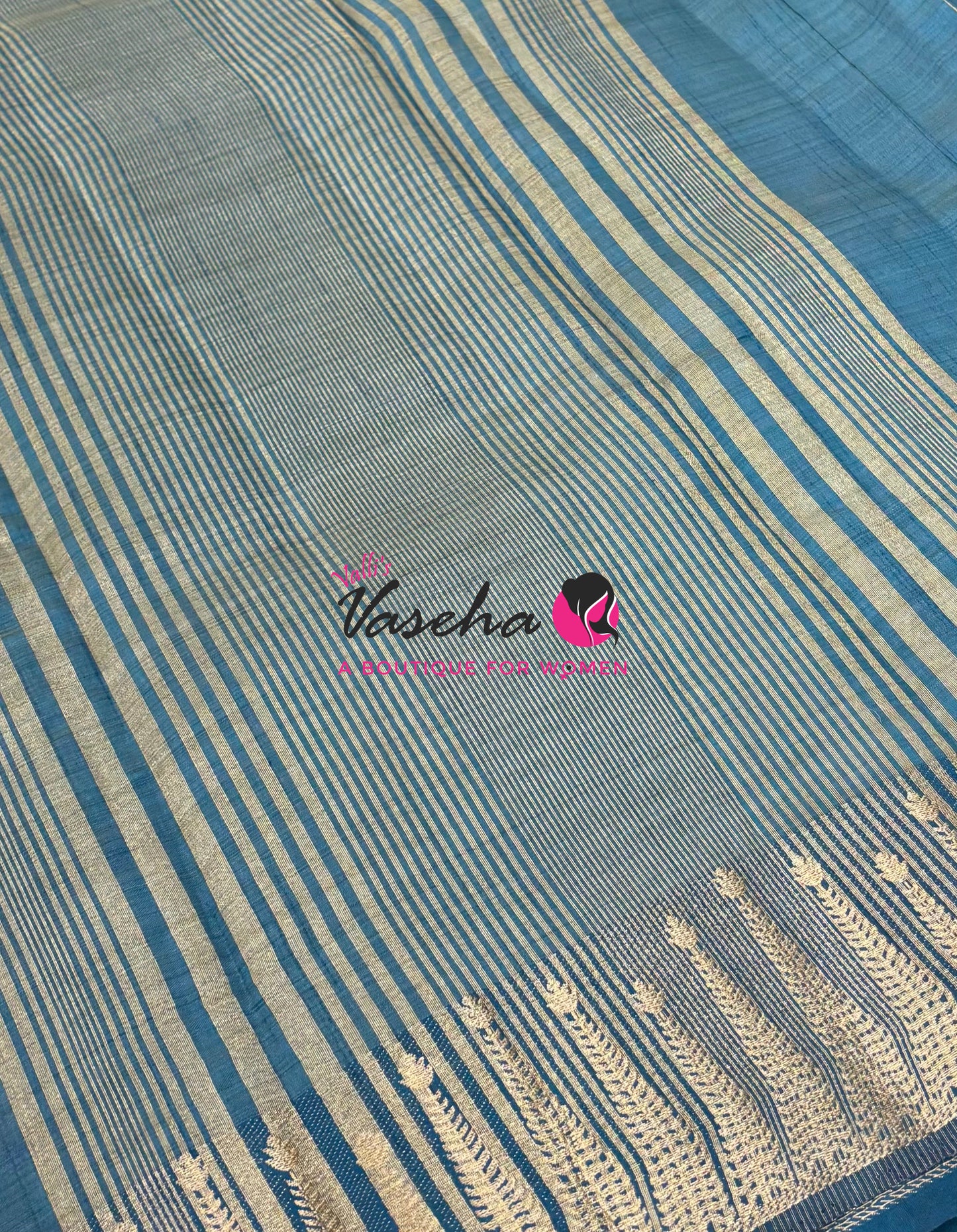 Semi Tussar Silk Saree | Ramar Blue Shade |VVSTS050