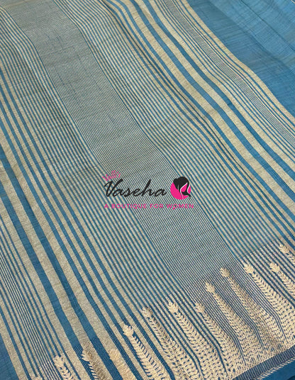 Semi Tussar Silk Saree | Ramar Blue Shade |VVSTS050