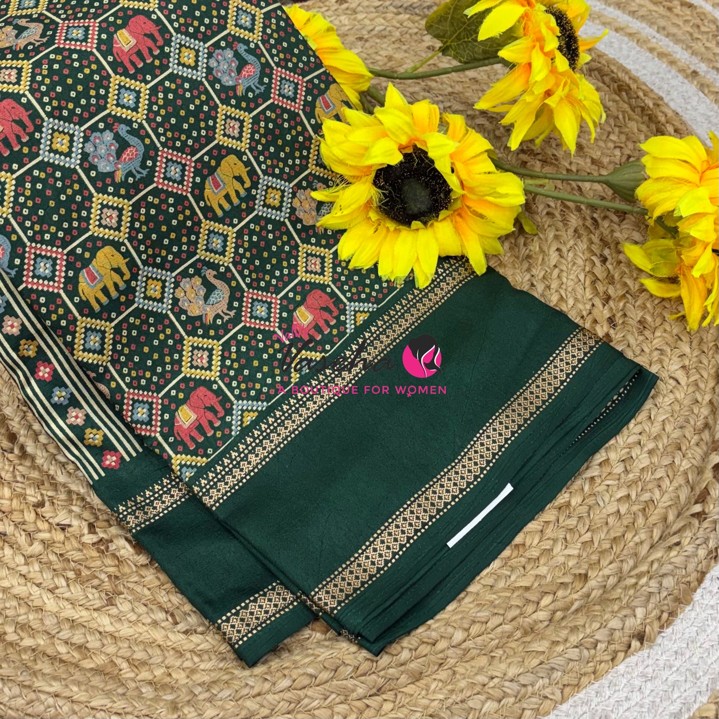 Casual Wear - Semi Printed Silk - Fancy Mixed Variety - Green   - VVFMC008