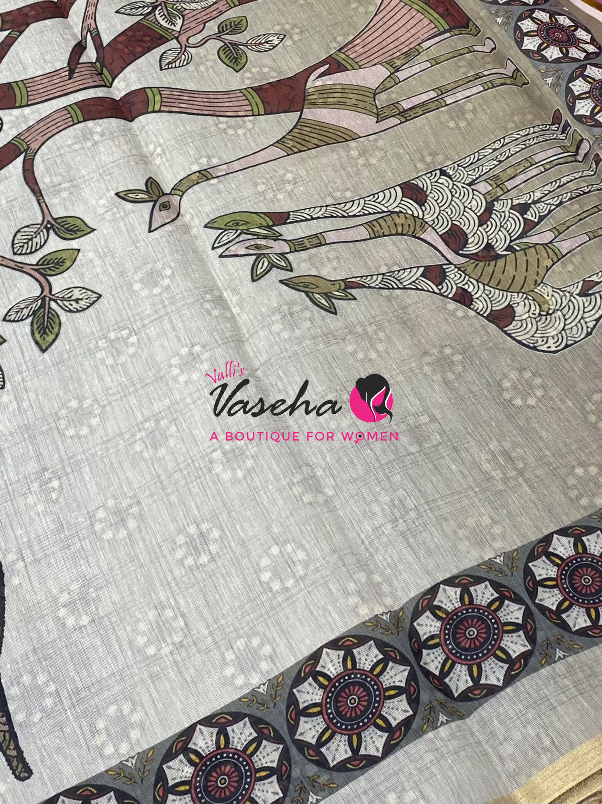 Semi Chanderi Saree - Cream Shade - VVSCS008