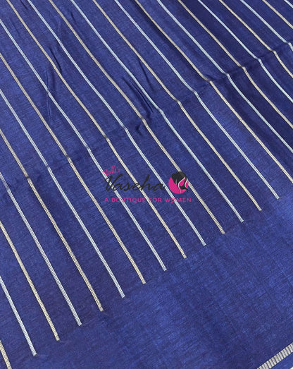 Semi Tussar Silk Saree | Blue Shade |VVSTS049