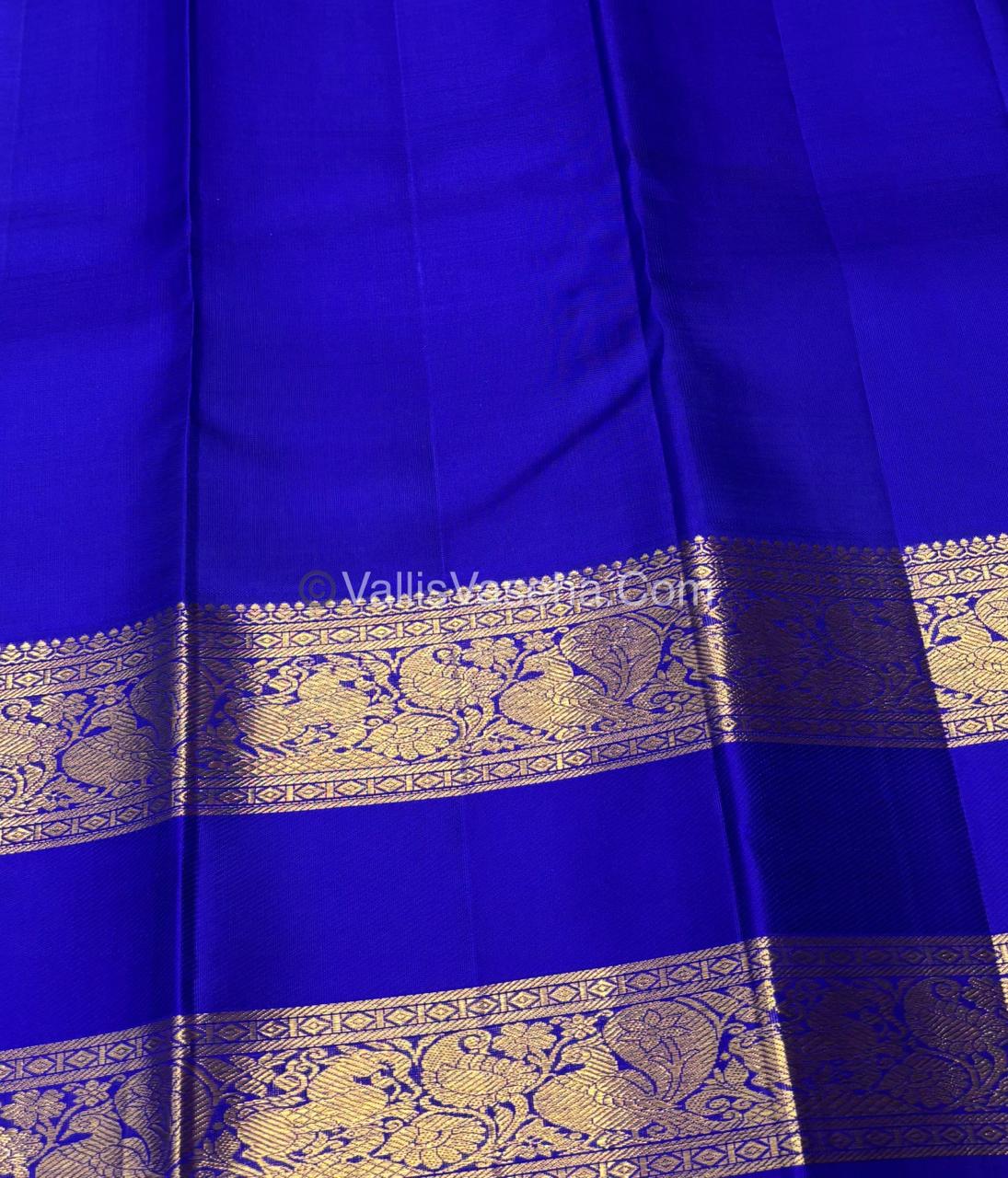 Pure Vintage Korvai Kanchipuram Silk Saree - Turquoise Blue & Blue Combo - VVPS021