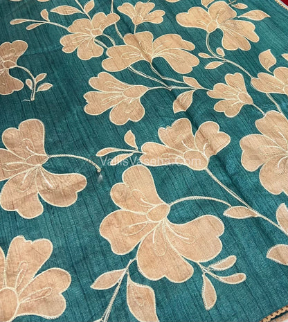 Semi Raw Silk with embroidery work - VVSRS001