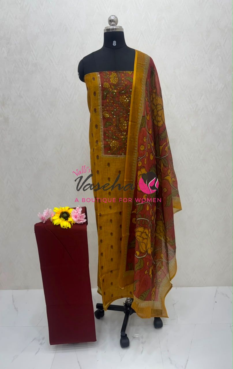 Unstitched Kalamkari Salwar Material  | VVUSM030