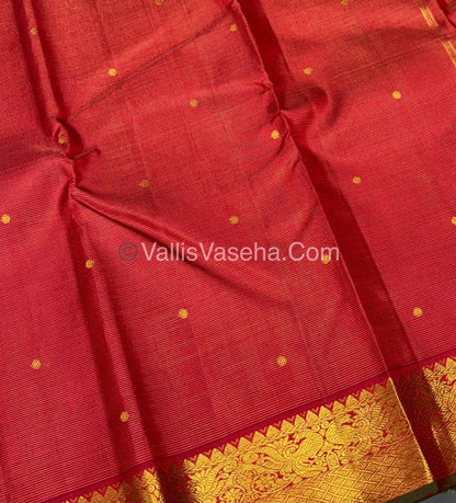 Pure Kanchipuram Silk Saree - Vaira Voosi Design - Red Shade - VVPS030