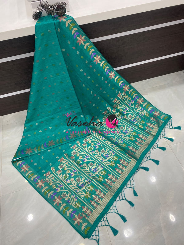 Banarasi - Heritage Meenakari Silk -   Turquoise Green Shade - VVBHS016