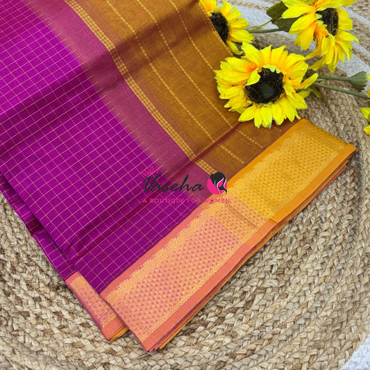 Pure Silk Cotton Saree - Zari Checks - VVCSC001