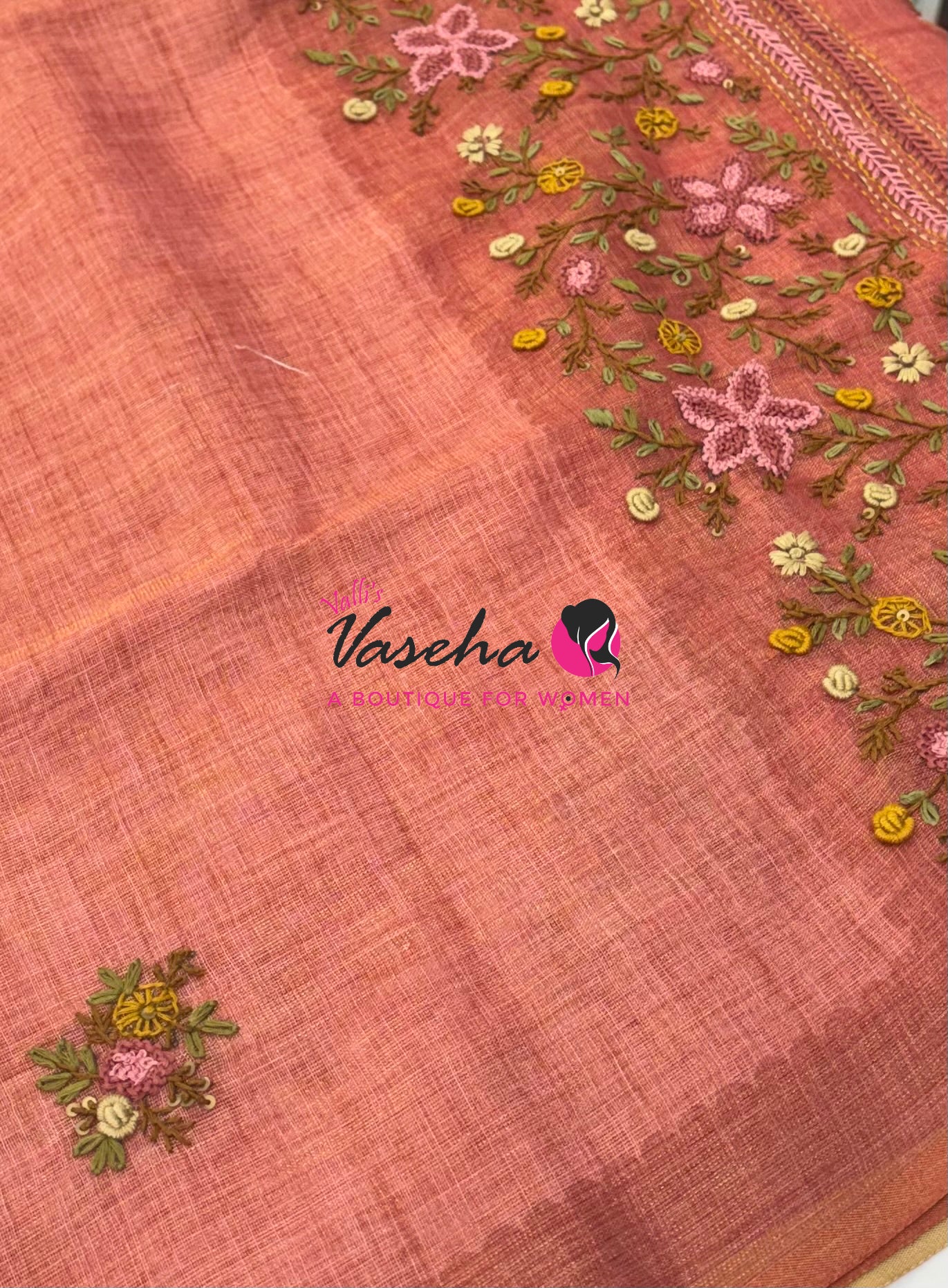 French Knot - Linen Tissue Saree  - Heavy Work Blouse - VVLFN020