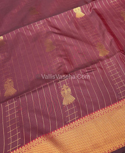 Semi Soft Silk - Border less - Maroon Shade -VVSSS023