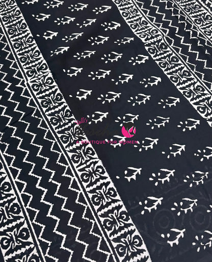 Pure Soft Mul Mul Cotton Sarees - Hand Block Prints - VVMMC009