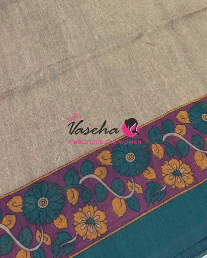 Handloom Cotton Sarees with Kalamkari Blouse - VVKCK004