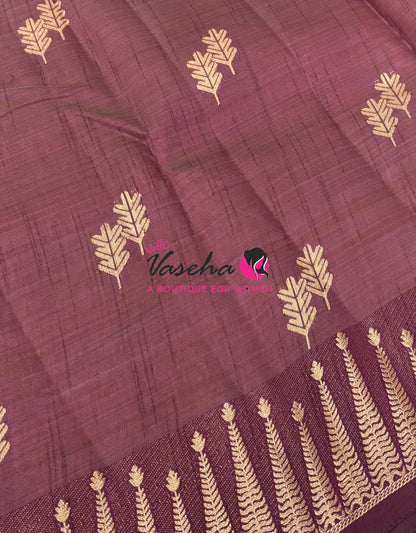 Semi Tussar Silk Saree | Wine Shade |VVSTS050