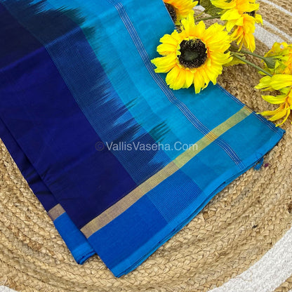 Pure Silk Cotton Sarees - Blue With Blue - VVPSC003