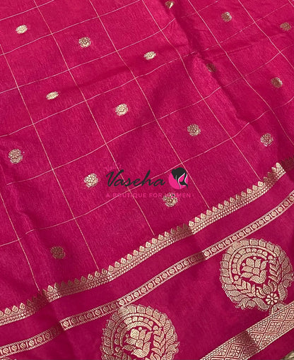 Semi Tussar Silk Saree | Pink Shade |VVSTS060