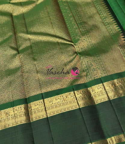 Pure Vintage Korvai Kanchipuram Silk Saree - Pink & Green Combo - VVPS047