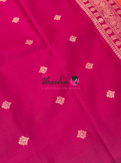 Semi Soft Silk -  Peachish Orange With Pink - VVSSS036