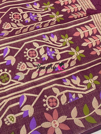 Banarasi - Heritage Meenakari Silk -   Wine Shade - VVBHS016